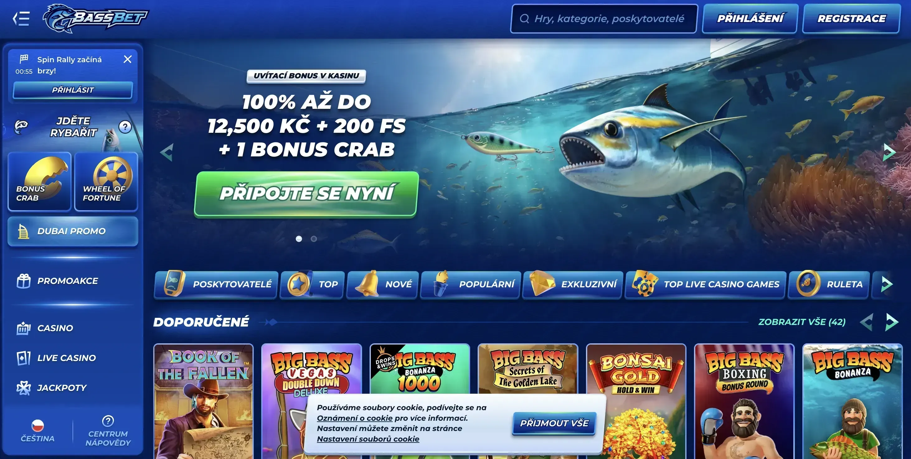 Domovská stránka Bassbet casino